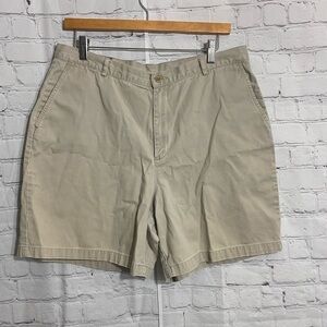 Lands End Womens Plus Size 16 Petite Khaki High Waisted Walking Mom Shorts